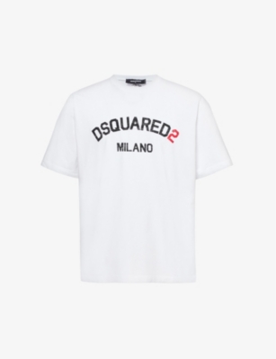 Shop Dsquared2 Men's White Milano Logo-print Relaxed-fit Cotton-jersey T-shirt