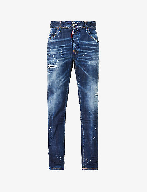DSQUARED2: Regular-fit mid-rise tapered-leg stretch-denim jeans
