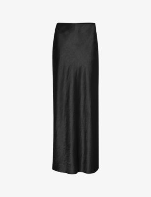 Whistles Womens Black Ella Bias-cut Satin Maxi Skirt