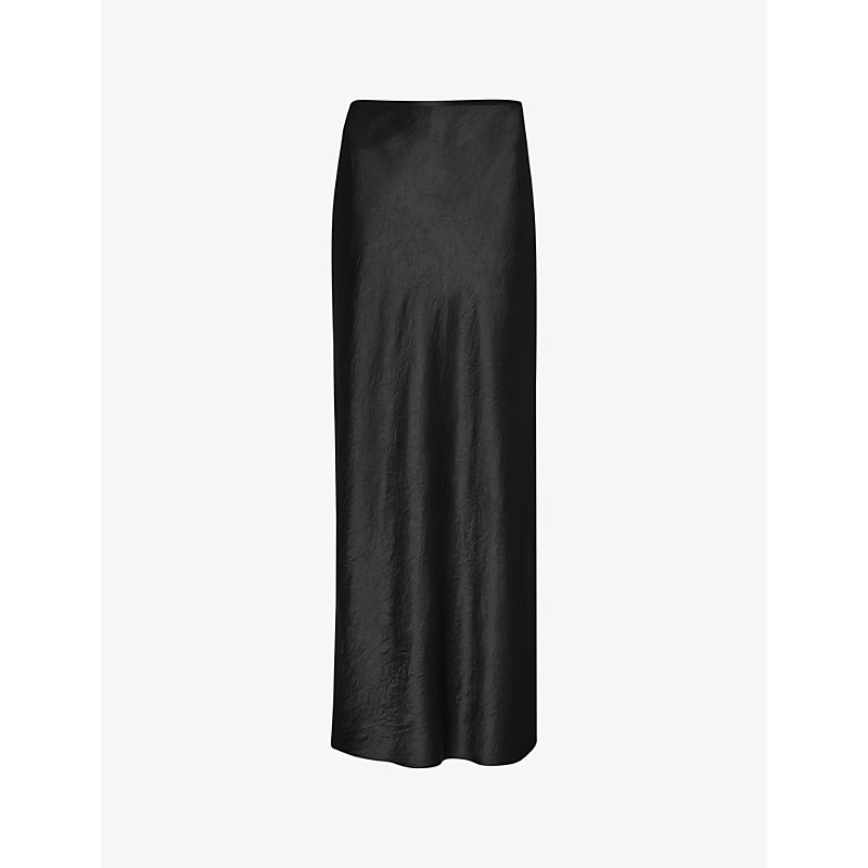 Whistles Womens Black Ella Bias-cut Satin Maxi Skirt