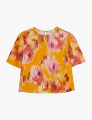 Shop Ted Baker Hitaku Floral-print Woven Top In Orange