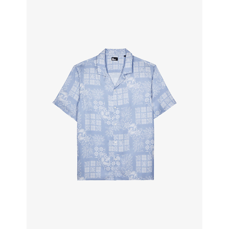 Shop The Kooples Bandana-print Short-sleeve Woven In White / Sky Blue