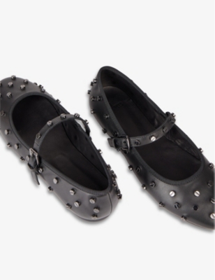 The Kooples Womens Black Studded Leather Pumps In Black
