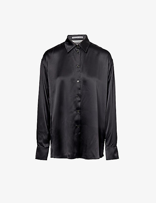 ALEXANDER WANG: Cut-out relaxed-fit silk shirt