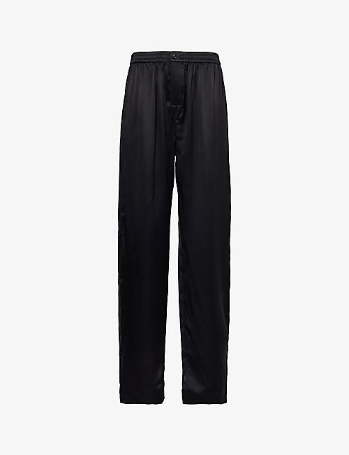 ALEXANDER WANG: Cut-out straight-leg mid-rise silk trousers
