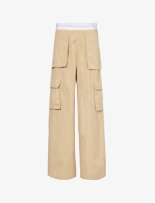 ALEXANDER WANG: Rave branded-waistband mid-rise cotton cargo trousers