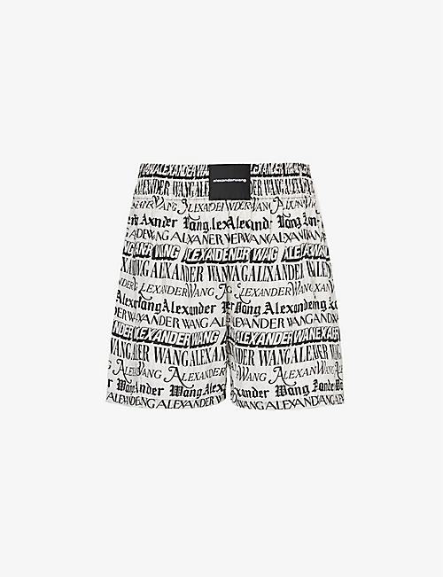ALEXANDER WANG: Newspaper Boxer graphic-print mid-rise woven shorts