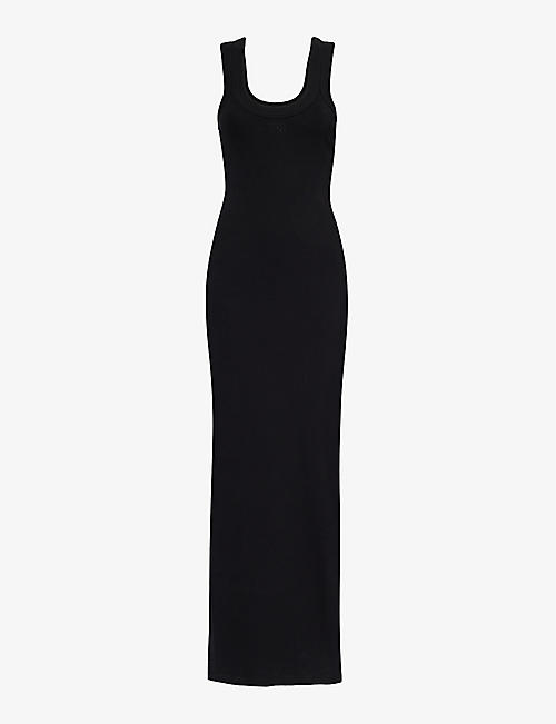 ALEXANDER WANG: Brand-embossed slim-fit stretch-cotton maxi dress