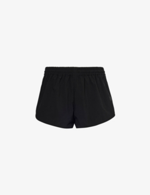 Shop Alexander Wang Womens Black Marathon Logo-pattern Shell Shorts
