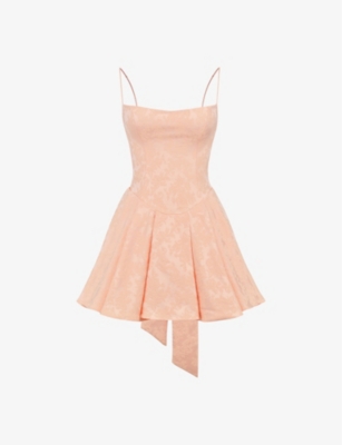House Of Cb Womens Peach Rosalinda Floral-jacquard Woven Mini Dress In Peach