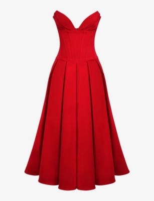 Shop House Of Cb Women's Scarlet Lady Plunge-neck Stretch-cotton Midi Dress