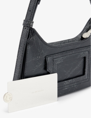 Shop Acne Studios Women's Black Platt Micro Crackle Leather Shoulder Bag