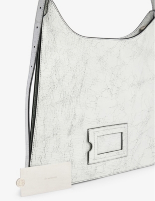 Shop Acne Studios Women's White Platt Crackle Leather Shoulder Bag