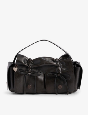 ACNE STUDIOS Bow embellished multi pocket leather shoulder bag Selfridges