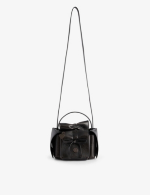 ACNE STUDIOS: Bow-embellished mini multi-pocket leather shoulder bag