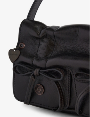 Shop Acne Studios Women's Dark Brown Multipocket Leather Shoulder Bag