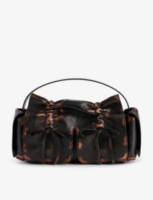 Acne Studios Pocket Leather Shoulder Bag In Brown/bronze