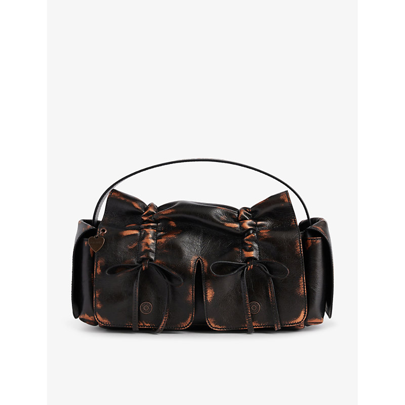 Acne Studios Pocket Leather Shoulder Bag In Black