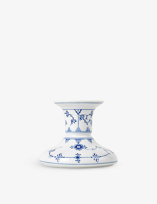 ROYAL COPENHAGEN: Blue Fluted Plain porcelain candle holder 7.5cm