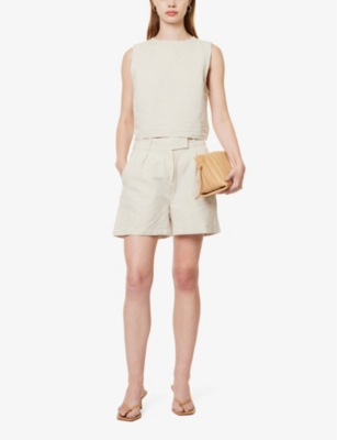 Shop Pretty Lavish Women's Tural Natasha Linen And Cotton-blend Shorts In Natural