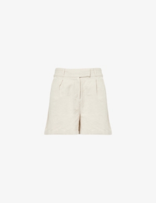 PRETTY LAVISH: Natasha linen and cotton-blend shorts