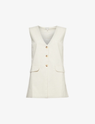 Shop Pretty Lavish Women's Pinstripe Harlee V-neck Pinstripe Cotton Waistcoat