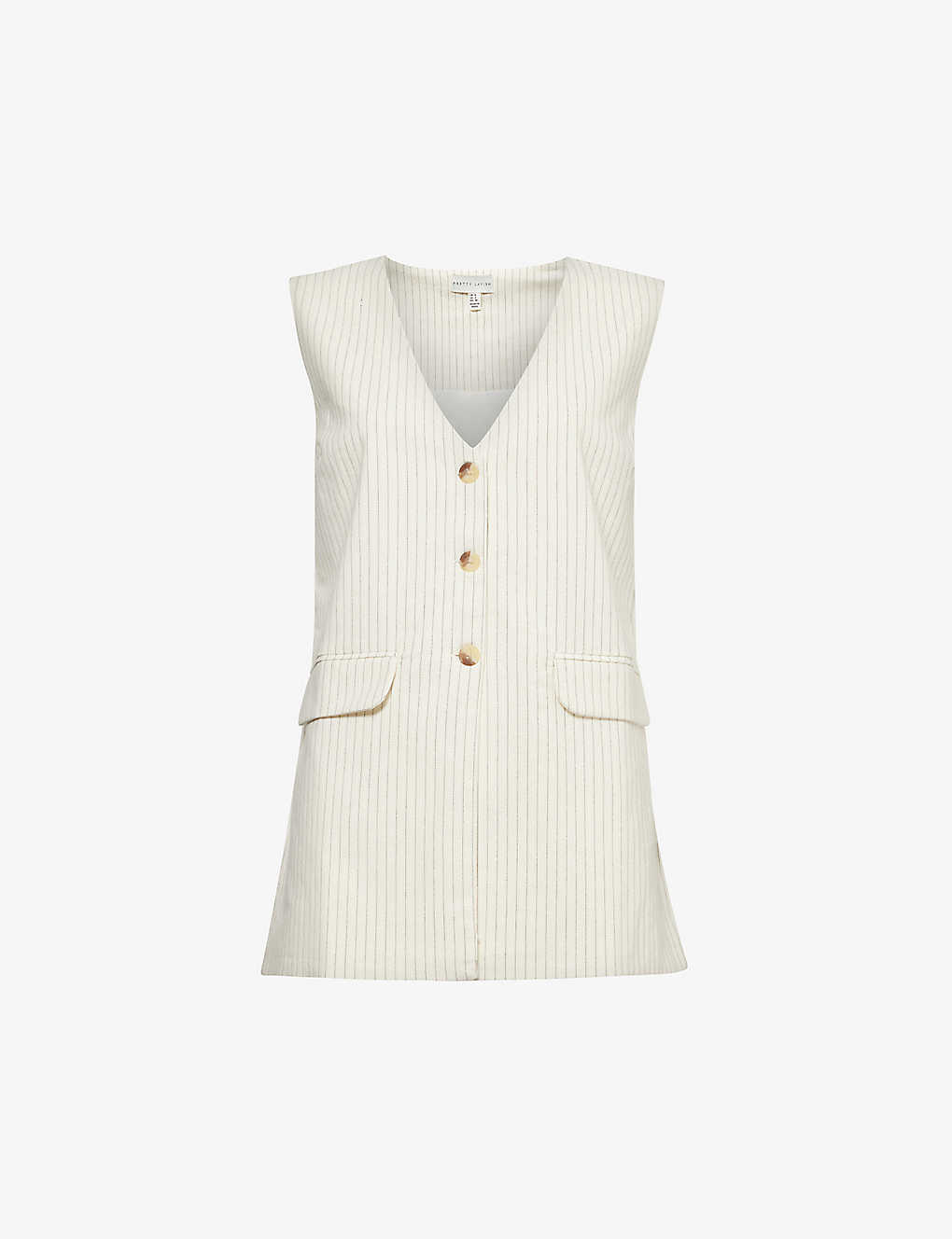 Shop Pretty Lavish Harlee V-neck Pinstripe Cotton Waistcoat