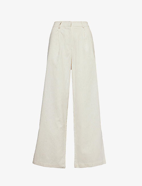 PRETTY LAVISH: Harlee pinstripe high-rise  cotton trousers