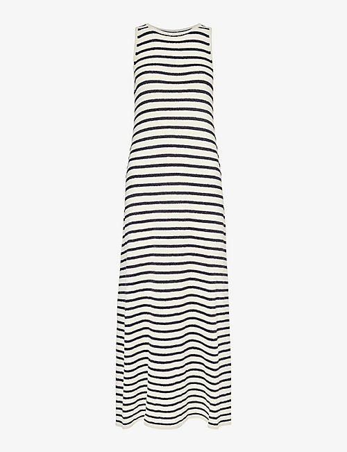 PRETTY LAVISH: Ocean stripe-pattern knitted maxi dress