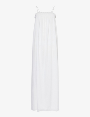 Shop Pretty Lavish Women's White Ada Shirred Stretch-woven Maxi Dress