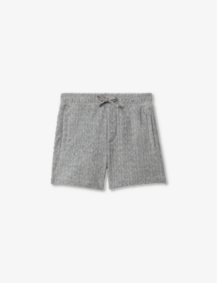 Shop Reiss Fletcher Elasticated-waist Towelling Cotton-blend Shorts 3-13 Years In Soft Grey