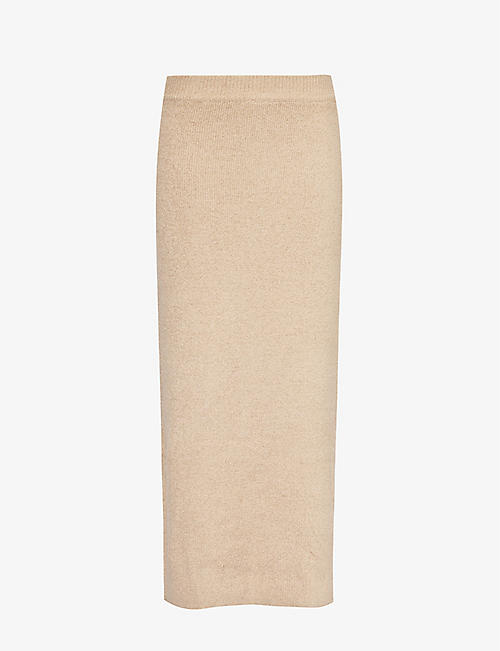 PRETTY LAVISH: Kourtney elasticated-waist knitted midi skirt