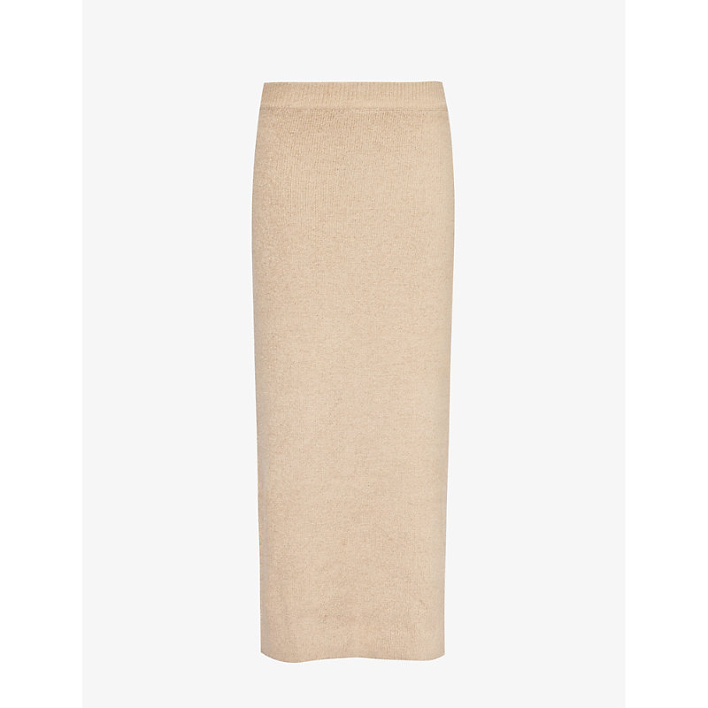 Shop Pretty Lavish Womens Taupe Kourtney Elasticated-waist Knitted Midi Skirt