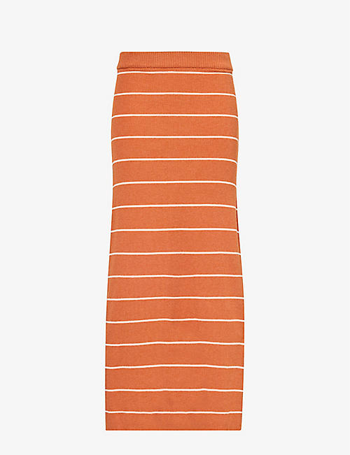 PRETTY LAVISH: Louisa stripe-pattern knitted maxi skirt