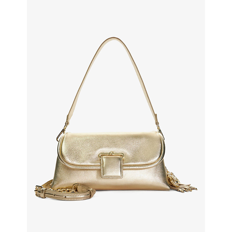 Shop Dune Women's Gold-leather Chelsea Pillow Leather Shoulder Bag