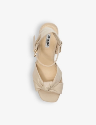 Dune Womens Ecru-leather Kaino Knotted-strap Wedge Leather Sandals In Ecru-leather