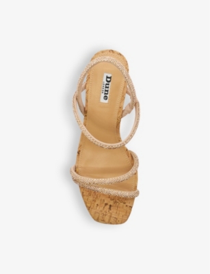 Shop Dune Kalia Crystal-embellished Wedge Cork Sandals In Blush-synthetic