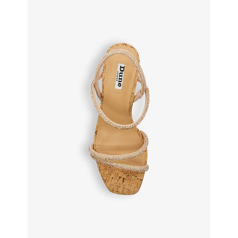 Shop Dune Womens Blush-synthetic Kalia Crystal-embellished Wedge Cork Sandals