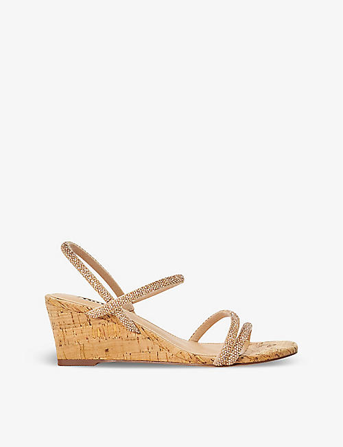 DUNE: Kalia crystal-embellished wedge cork sandals