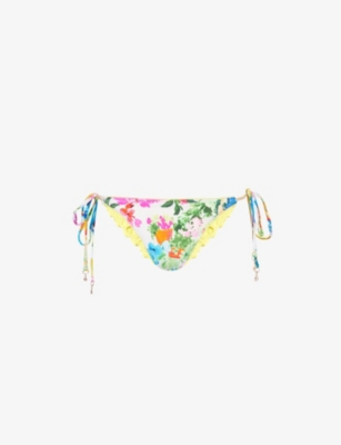 SEAFOLLY: Floral-print mid-rise stretch-woven bikini bottoms