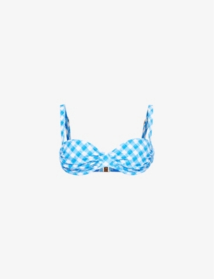SEAFOLLY: Ciao Bella checked stretch-recycled nylon bikini top