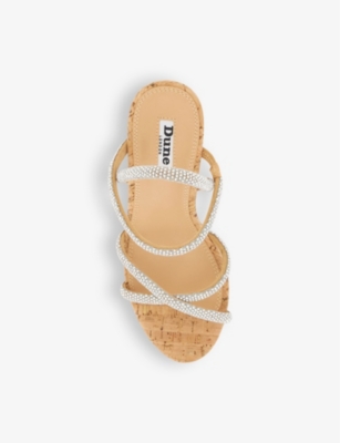 Dune Womens Silver-synthetic Kali Crystal-embellished Wedge Cork Espadrilles In Silver-synthetic