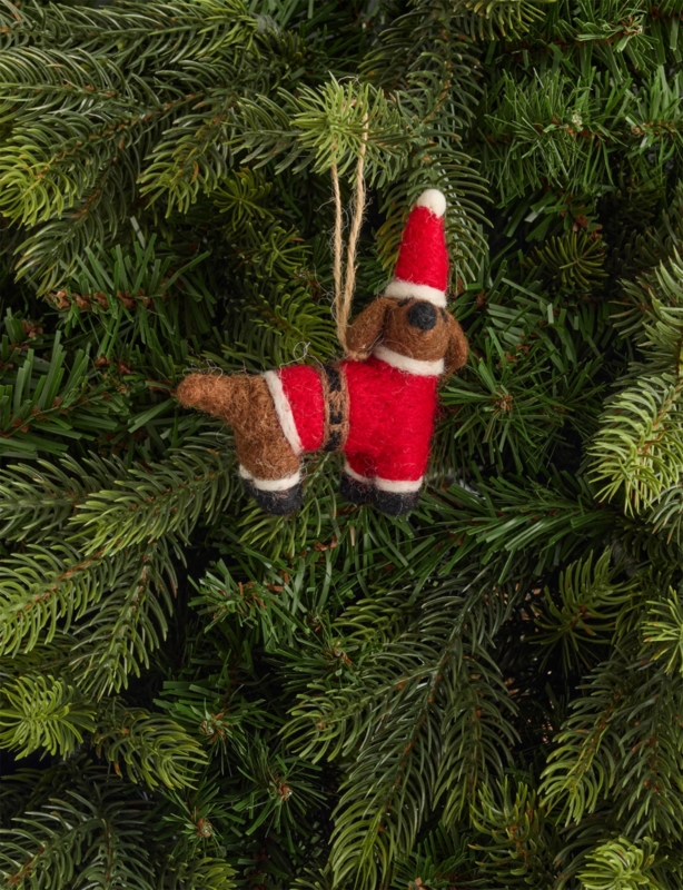 Buddy The Festive Dog wool Christmas decoration 7cm