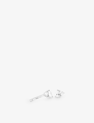 ASTRID & MIYU: Crystal Pear rhodium-plated recycled sterling-silver and cubic zirconia stud earrings