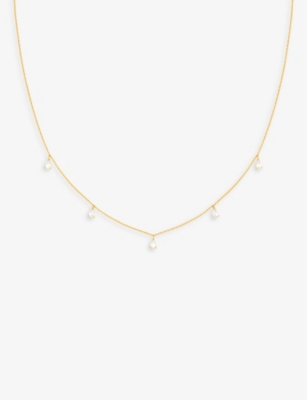 ASTRID & MIYU: Crystal Pear Charm 18ct yellow gold-plated recycled sterling-silver and cubic zirconia necklace