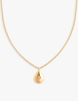 Shop Astrid & Miyu Women's 18ct Gold Pear Charm 18ct Yellow Gold-plated Recycled Sterling-silver And Cubi