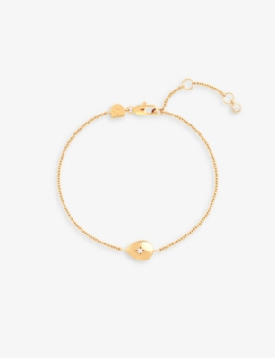 ASTRID & MIYU: Pear Charm 18ct yellow gold-plated recycled sterling-silver and cubic zirconia bracelet