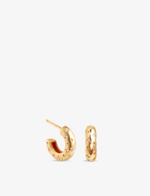 ASTRID & MIYU: Cosmic Star 18ct yellow gold-plated recycled sterling-silver and cubic zirconia hoop earrings