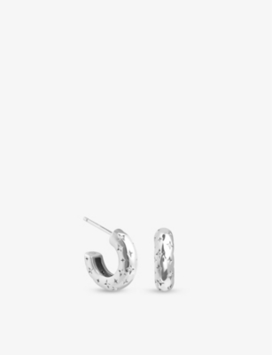 Cosmic Star rhodium-plated recycled sterling-silver and cubic zirconia hoop earrings