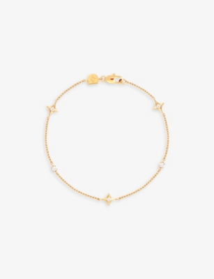 Astrid & Miyu Cosmic Star Charm 18ct Yellow Gold-plated Recycled Sterling-silver And Cubic Zirconia Bracelet In 18ct Gold